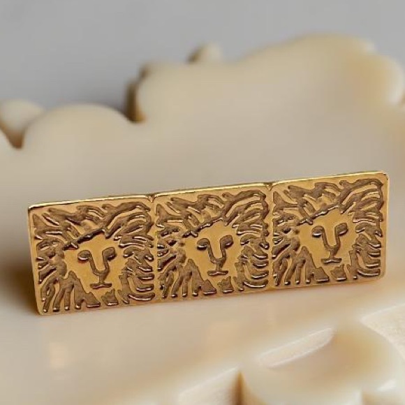 Vintage Anne Klein rare Gold tone triple Lion Head statement Brooch pin - Picture 1 of 10